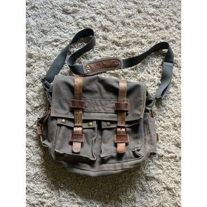 Tough Canvas & Leather Classic Heritage Academia Messenger Bag 15x11 EUC